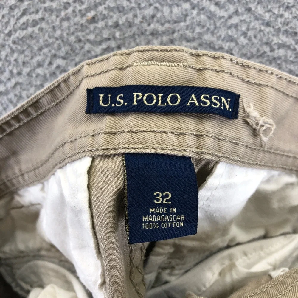 Vintage US Polo Assn Sorts Mens 32 Khaki Cargo Baggy Embroidered Logo Y2k Skater
